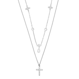 Серебряная двойная цепь с крестами и грушами