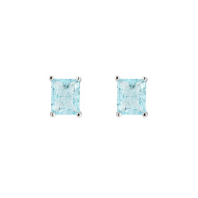 Серебристые серьги-пусеты со светло-голубым кристаллом