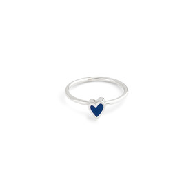кольцо из серебра с сердцем с синей эмалью