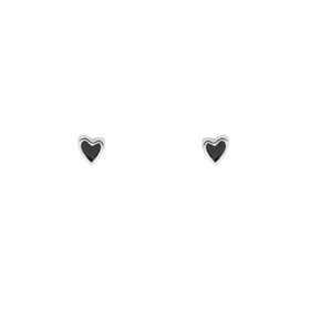 Пусеты-сердца из серебра с черной эмалью