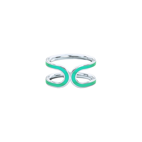 Кольцо свобода из серебра с зеленой эмалью