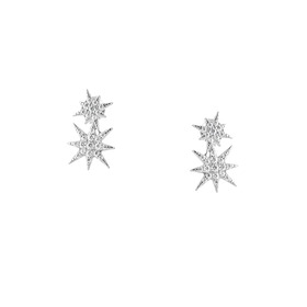 Серебряные серьги-пусеты из двух звезд