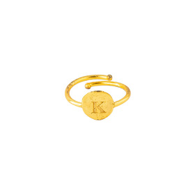 Золотистое кольцо с буквой K