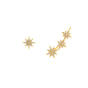 Позолоченные ассиметричные серьги звезды