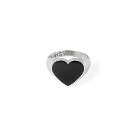 Кольцо-печатка из серебра с черным сердцем