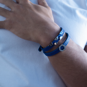 Синий кожаный браслет Bikkembergs