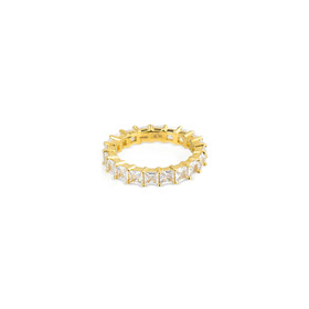 Кольцо из желтого золота с камнями в огранке «Принцесса»