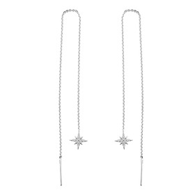 Серебряные серьги-протяжки с подвеской в виде звезды