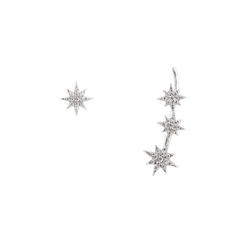 Серебряные асимметричные серьги звезды