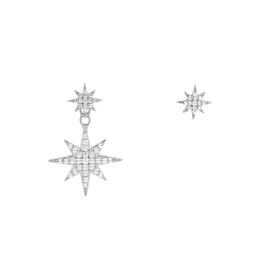 Серебряные асимметричные серьги с большой звездой