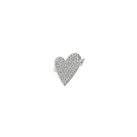 Серебряный кафф-сердце с паве из кристаллов