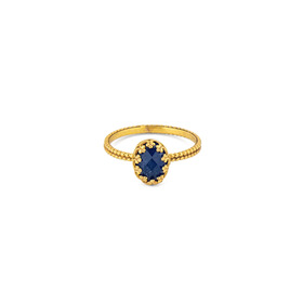 Золотистое тонкое кольцо Lizzy с синим агатом