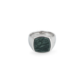 Серебряное кольцо Cushion Green Marble