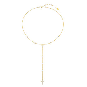 Колье-галстук с кругами, маленьким и большим крестом из желтого золота