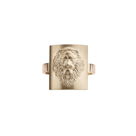 Квадратный перстень из белого золота Lion