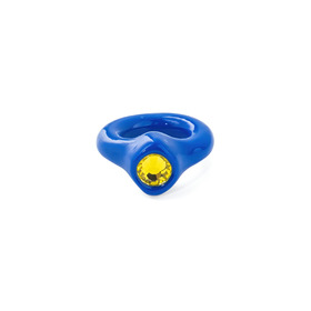 Кольцо синего цвета с желтым кристаллом