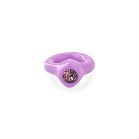Фиолетовое кольцо из полимерной глины с фиолетовым стразом