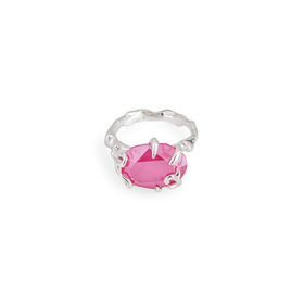 Серебряное кольцо с розовым овальным кристаллом