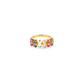 Кольцо с разноцветными кристаллами и гравировкой Be Brave. Sweet