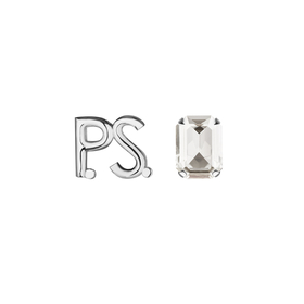 Серьги с фирменным логотипом и крупным кристаллом P.S. Crystal Rhodium