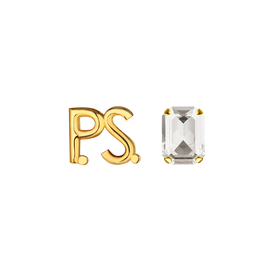 Позолоченные серьги с фирменным логотипом и крупным кристаллом P.S. Crystal Gold