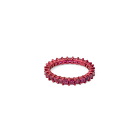 Кольцо из золота с розовым покрытием из нанокерамики и квадратными рубинами