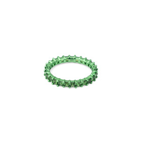 Кольцо из золота с зеленым покрытием из нанокерамики и квадратным гранатом
