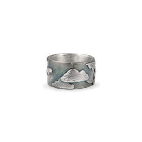 Широкое кольцо с серебряным покрытием с облаками