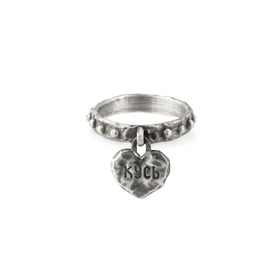Кольцо с серебряным покрытием с подвеской-сердцем