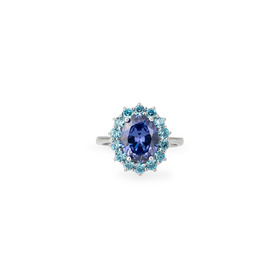 Серебряное кольцо с крупным синим кристаллом