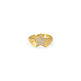 Позолоченное кольцо со звездой из белых кристаллов