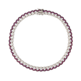 Колье-цепь из серебра с белыми и розовыми кристаллами