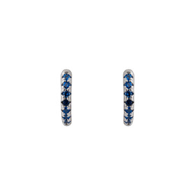 Серебряные серьги-колечки с дорожкой из синих кристаллов