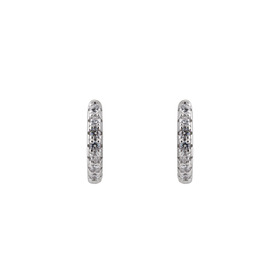 Серебряные серьги-колечки с дорожкой из белых кристаллов (10 мм)