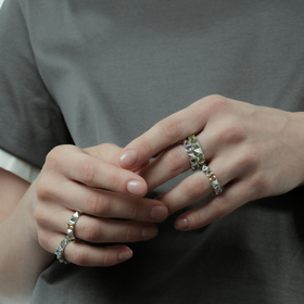 Граненое кольцо из серебра с камнями Game Ring