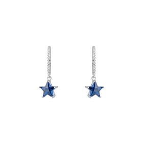Серебряные серьги с синими кристаллами-звездами