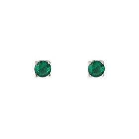 Серьги-пусеты из серебра с зеленым кристаллом