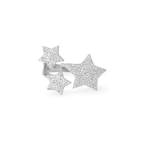 Открытое серебряное кольцо с тремя звездами