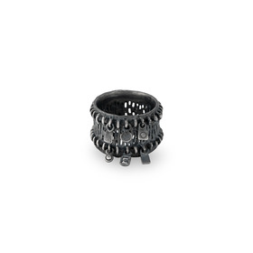 Чернёное широкое кольцо Zipper