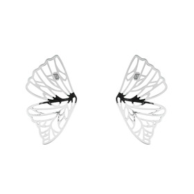 Серебристые серьги-крылья бабочки
