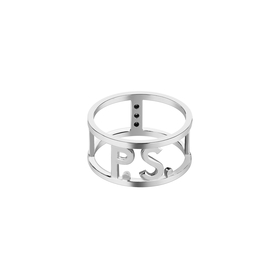 Родированное кольцо с кристаллами и фирменным знаком P.S. Ring Rhodium