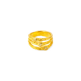 Позолоченное кольцо из серебра «Океан и 3 реки» с цитрином