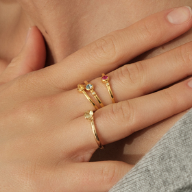 Позолоченное кольцо из серебра «Плохая девочка» с топазом и бриллиантом
