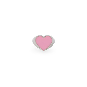 Кольцо-печатка из серебра с большим розовым сердцем