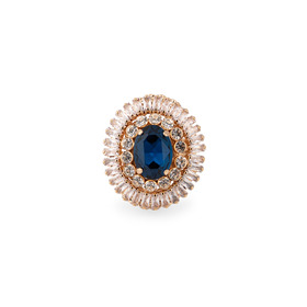 Позолоченное кольцо с голубым камнем