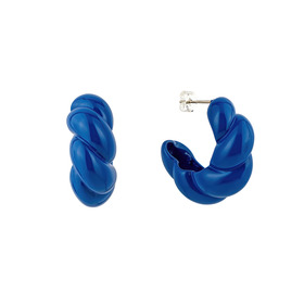 Крупные синие скрученные серьги-кольца