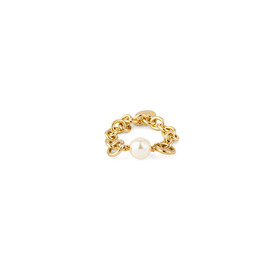 позолоченное кольцо-цепь aitana с жемчужиной