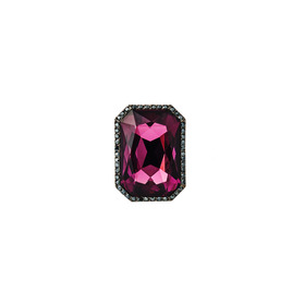 Кольцо с крупным винным кристаллом с паве из черных кристаллов
