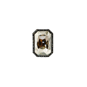 Кольцо с крупным коньячным кристаллом с паве из черных кристаллов