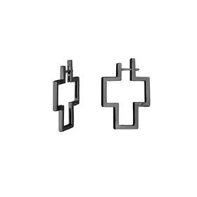 Серьги-кольца Кресты из серебра черненые